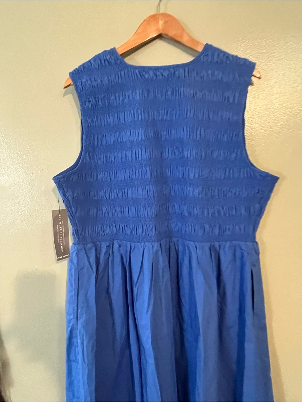Lane Bryant Womens Blue Smocked 100% Cotton Sun Mini Dress Pickets 20 NWT - Picture 7 of 12